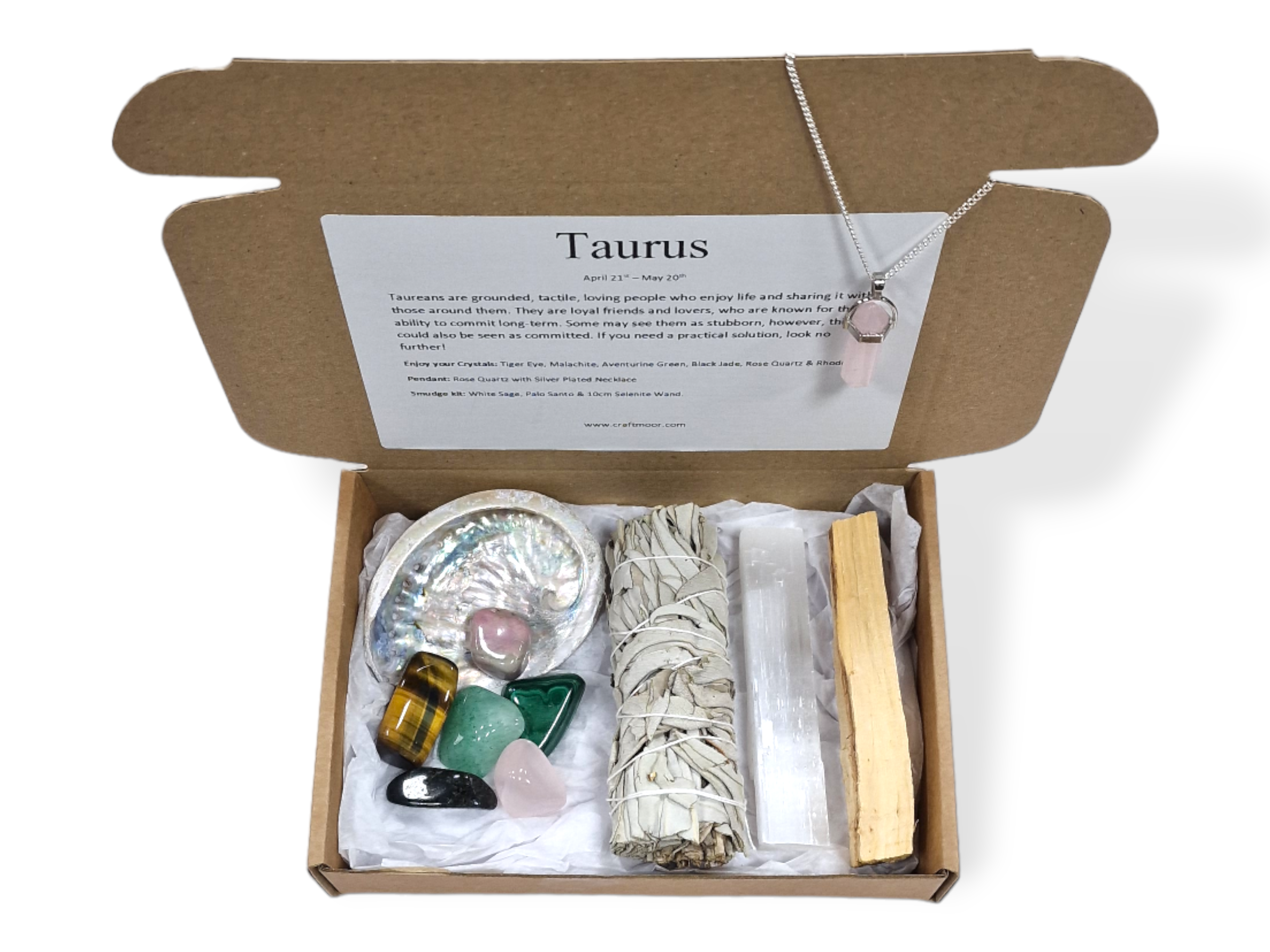 Taurus Zodiac Crystal & Smudge Gift Set