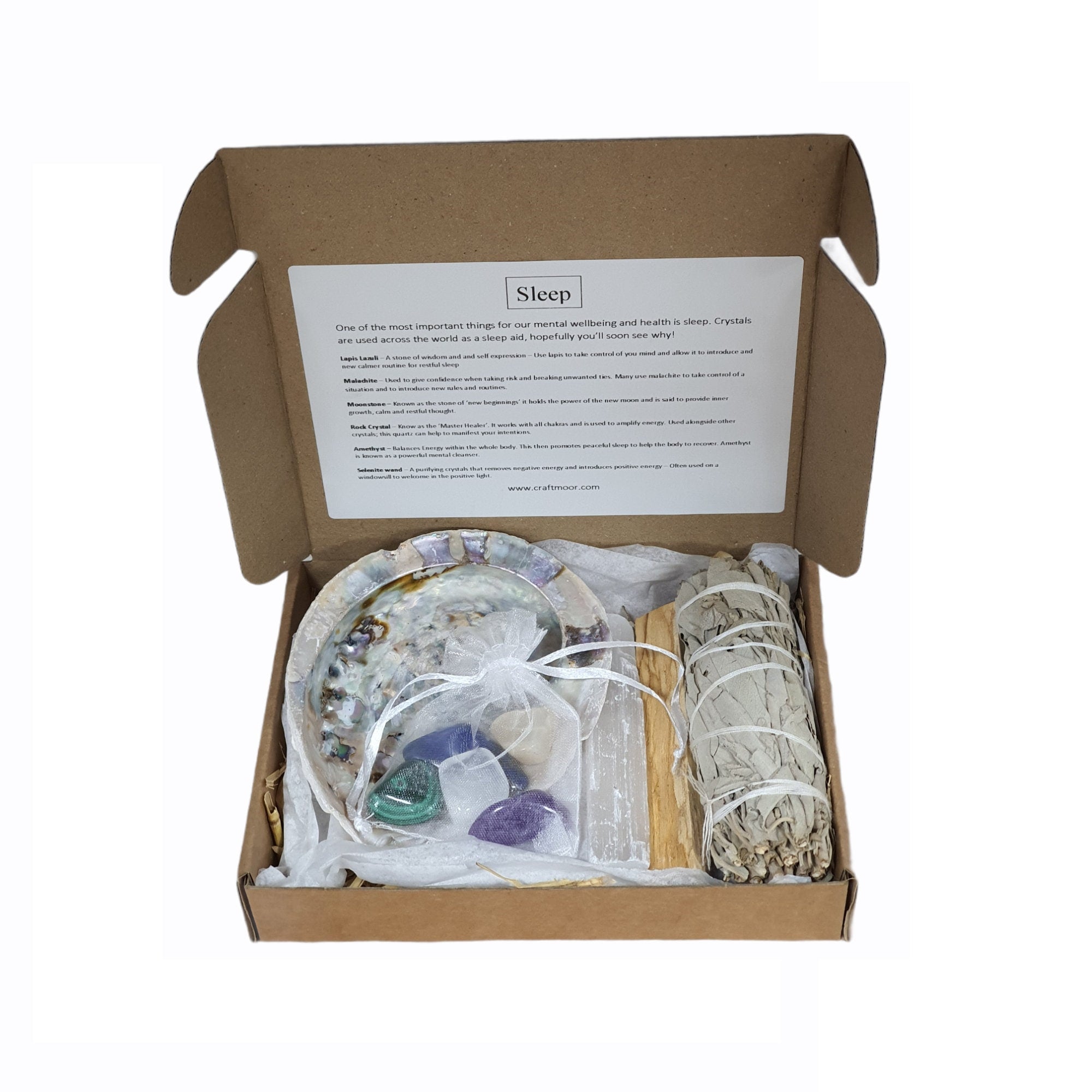 Crystal and Smudge Gift Sets - Love, Well-being, Fertility, Grief, Sleep, New Home, Happiness, Prosperity, Anxiety