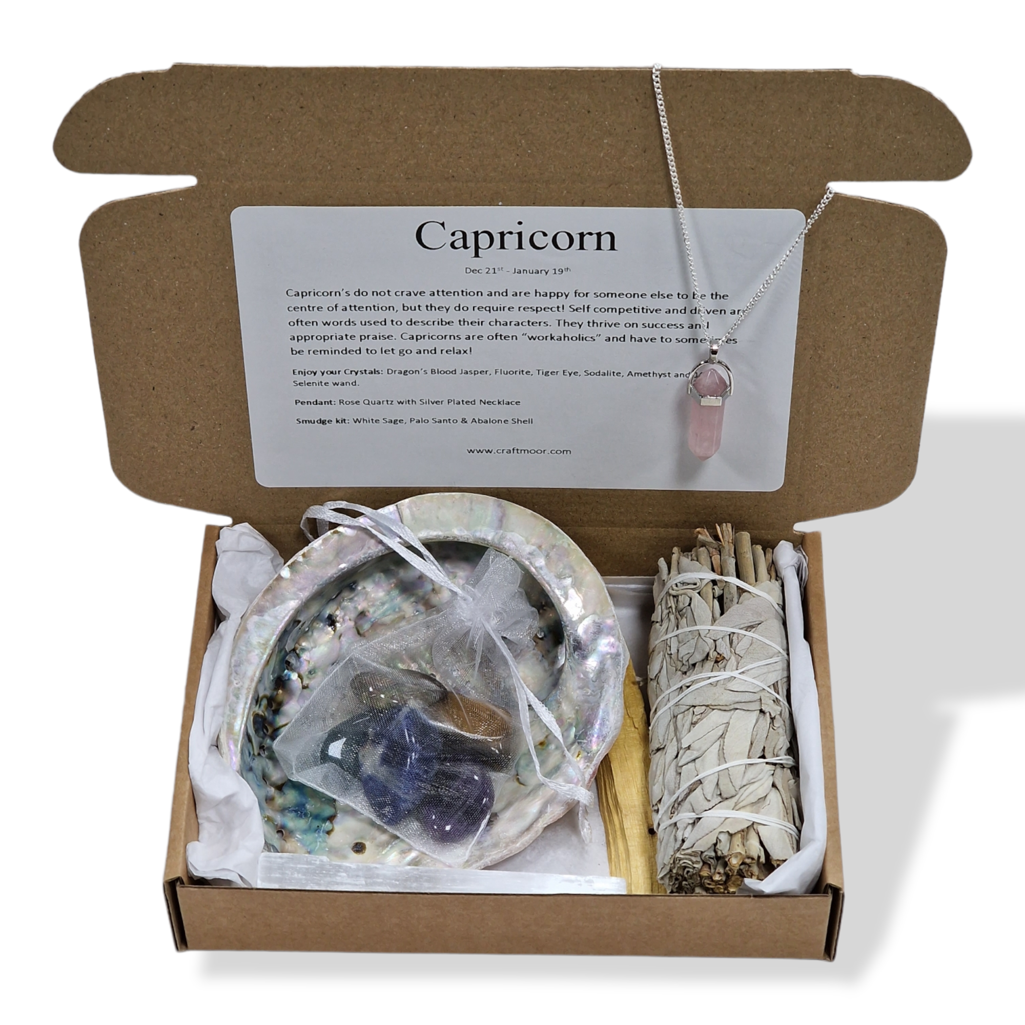 Capricorn Zodiac Crystal Smudge Gift Set - Main Image