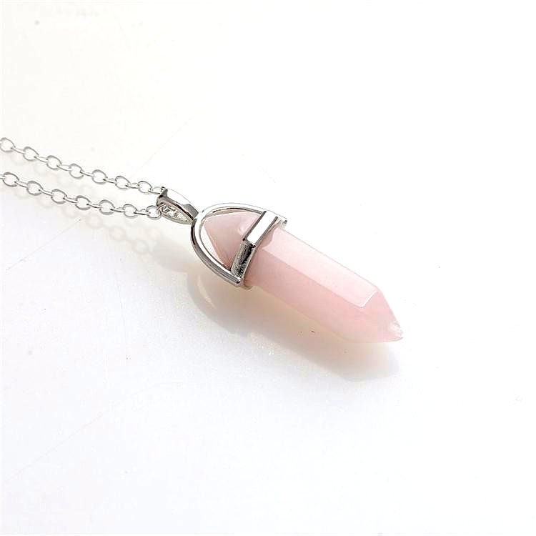 Rose Quartz Crystal Pendant Necklace