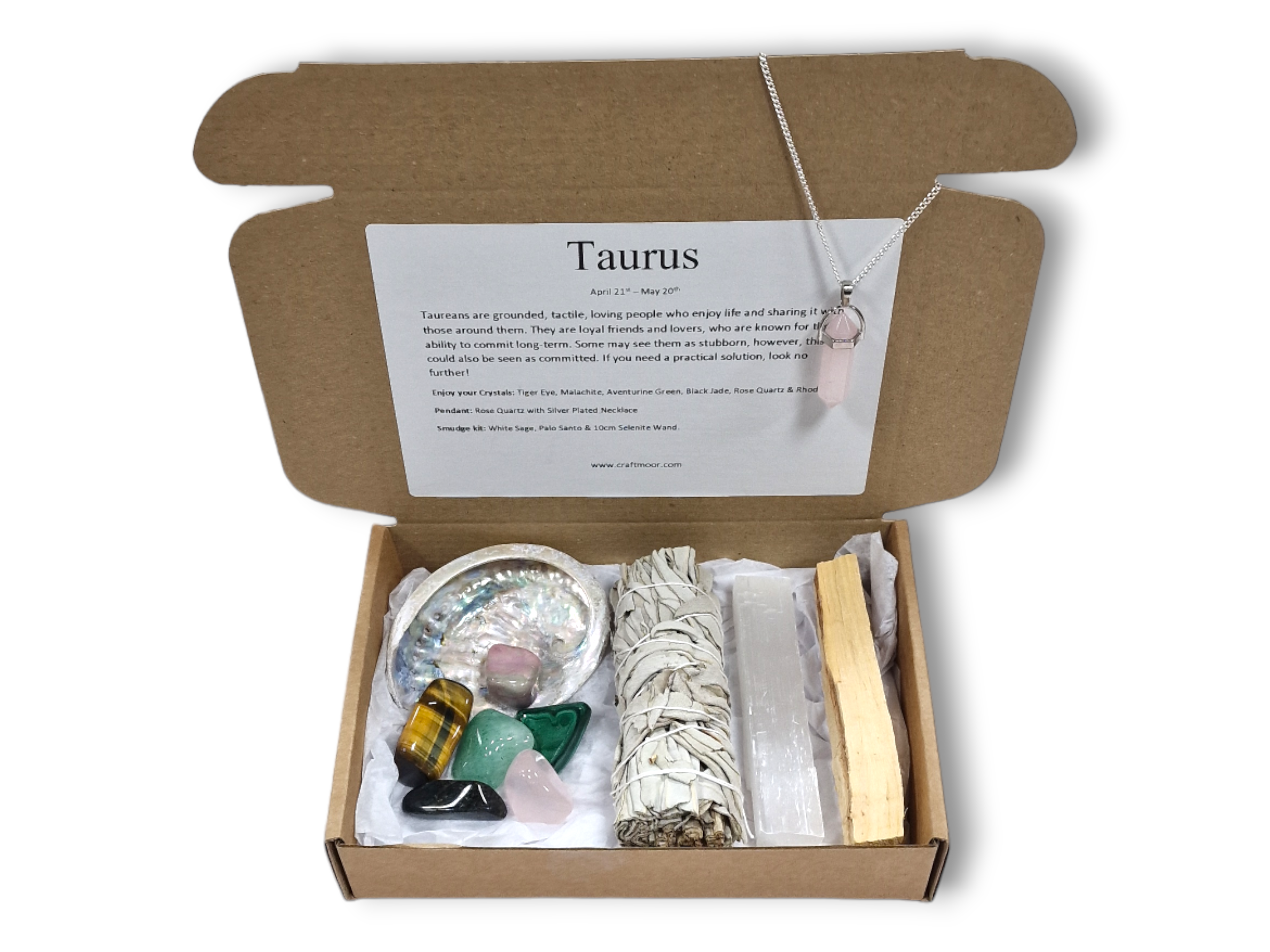 Taurus Zodiac Crystal & Smudge Gift Set