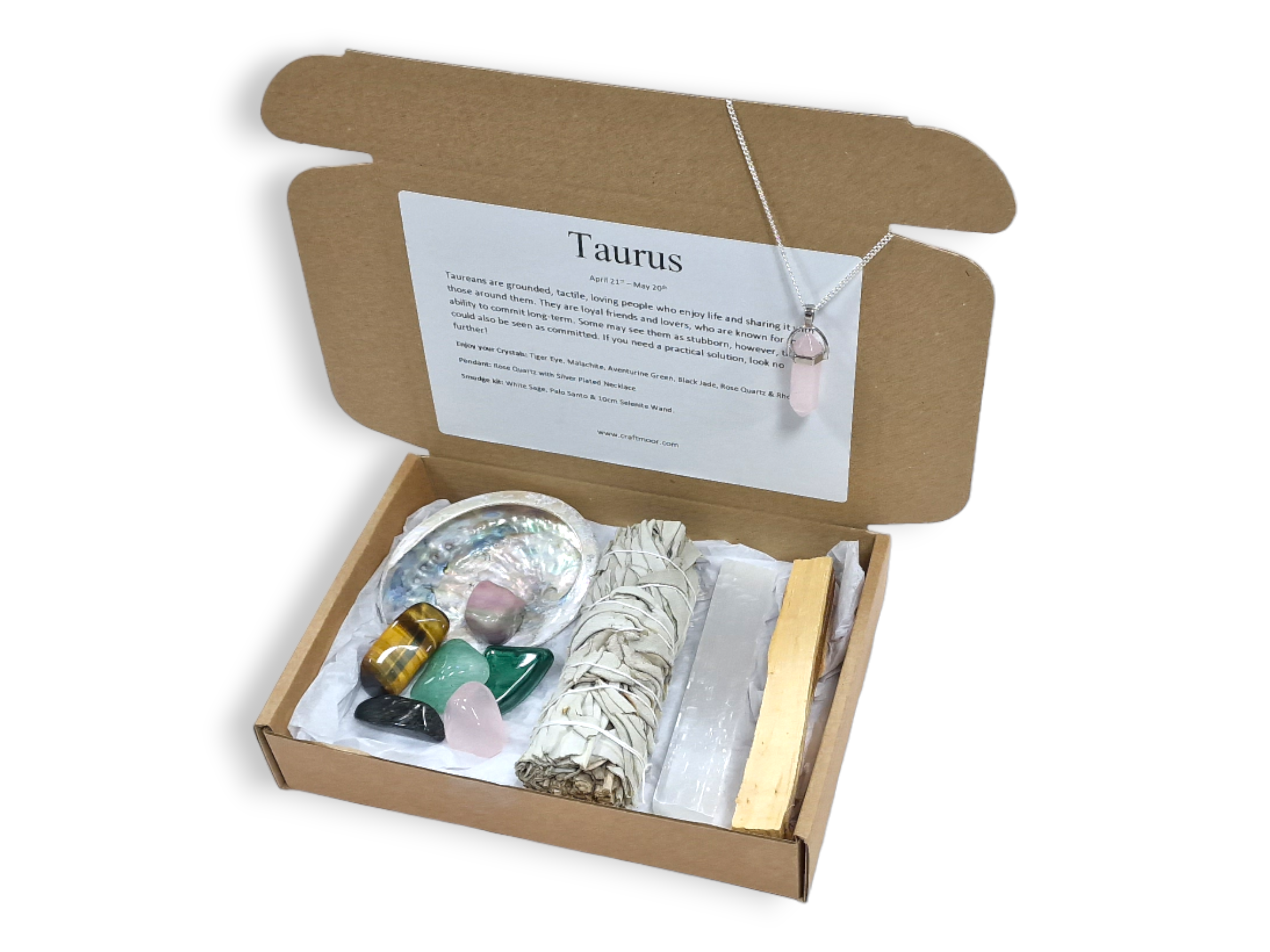 Taurus Zodiac Crystal & Smudge Gift Set