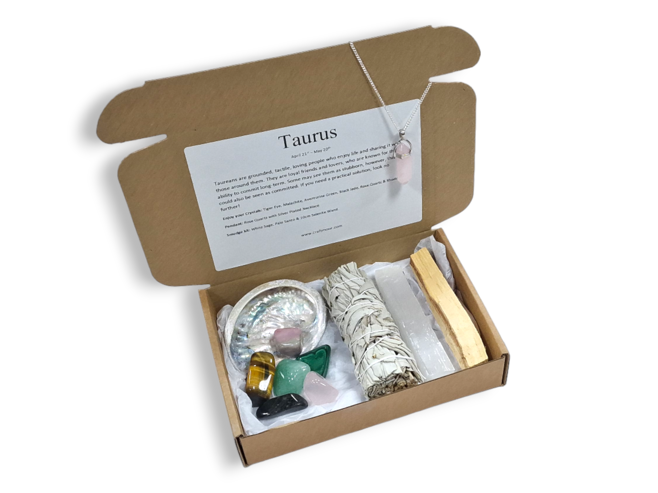 Taurus Zodiac Crystal & Smudge Gift Set