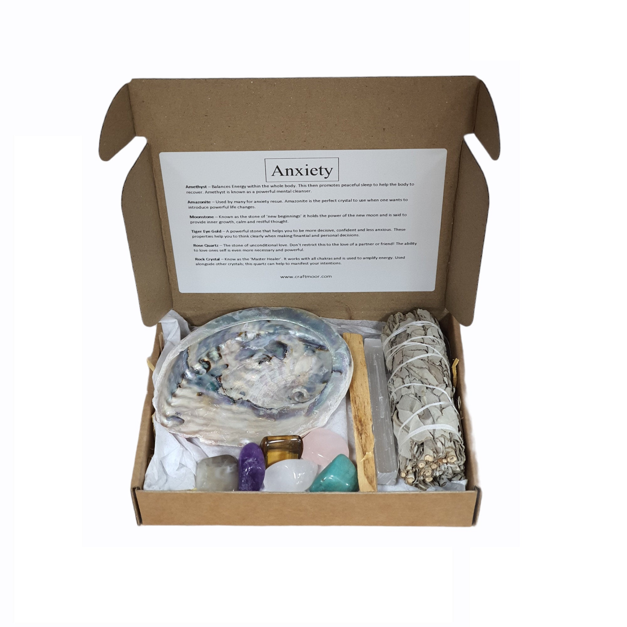 Crystal and Smudge Gift Sets - Love, Well-being, Fertility, Grief, Sleep, New Home, Happiness, Prosperity, Anxiety