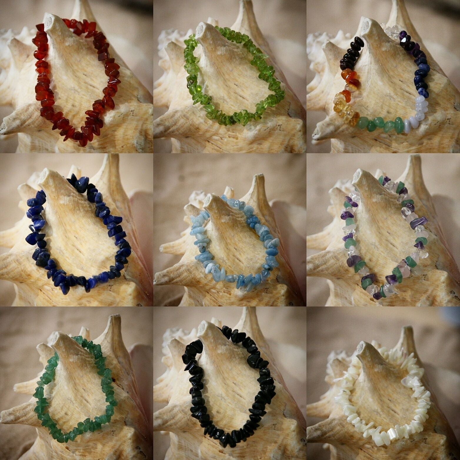 Crystal Chip Gem Bracelets - Quality  Elasticated Bracelets Tree Agate