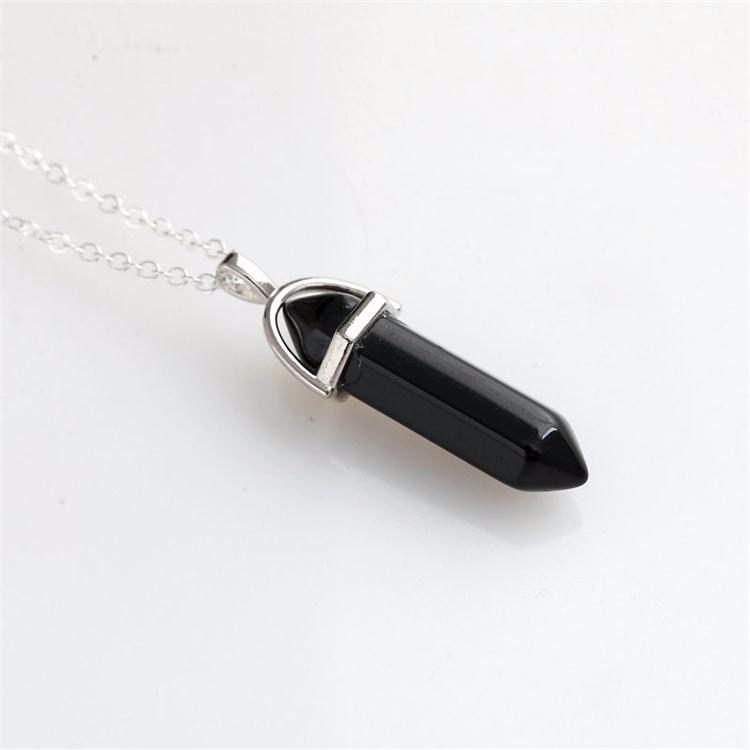 Obsidian Crystal Pendant Necklace