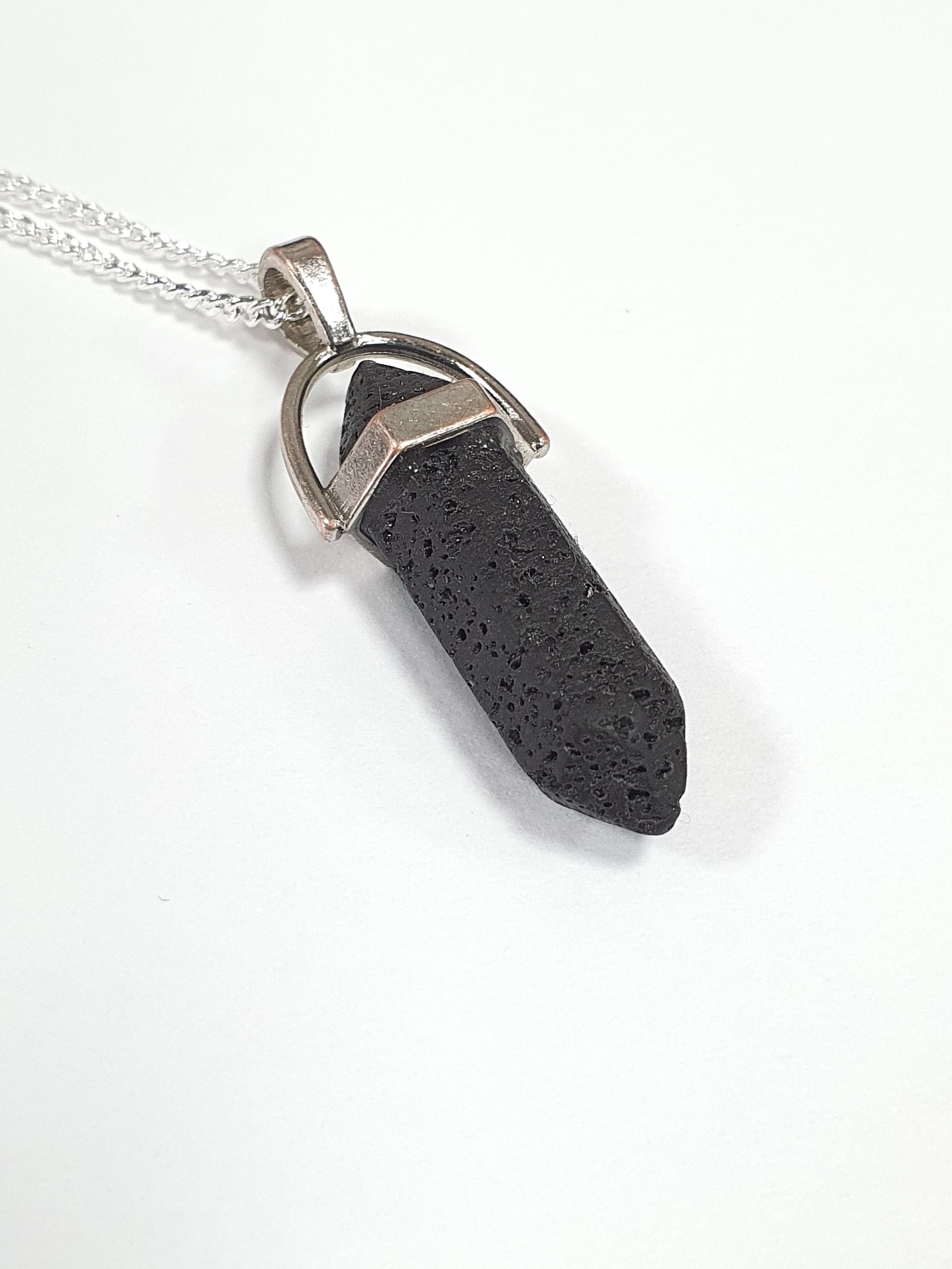 Lava Rock Pendant - With Choice of Silver Plated Necklace, Bootlace or No Necklace