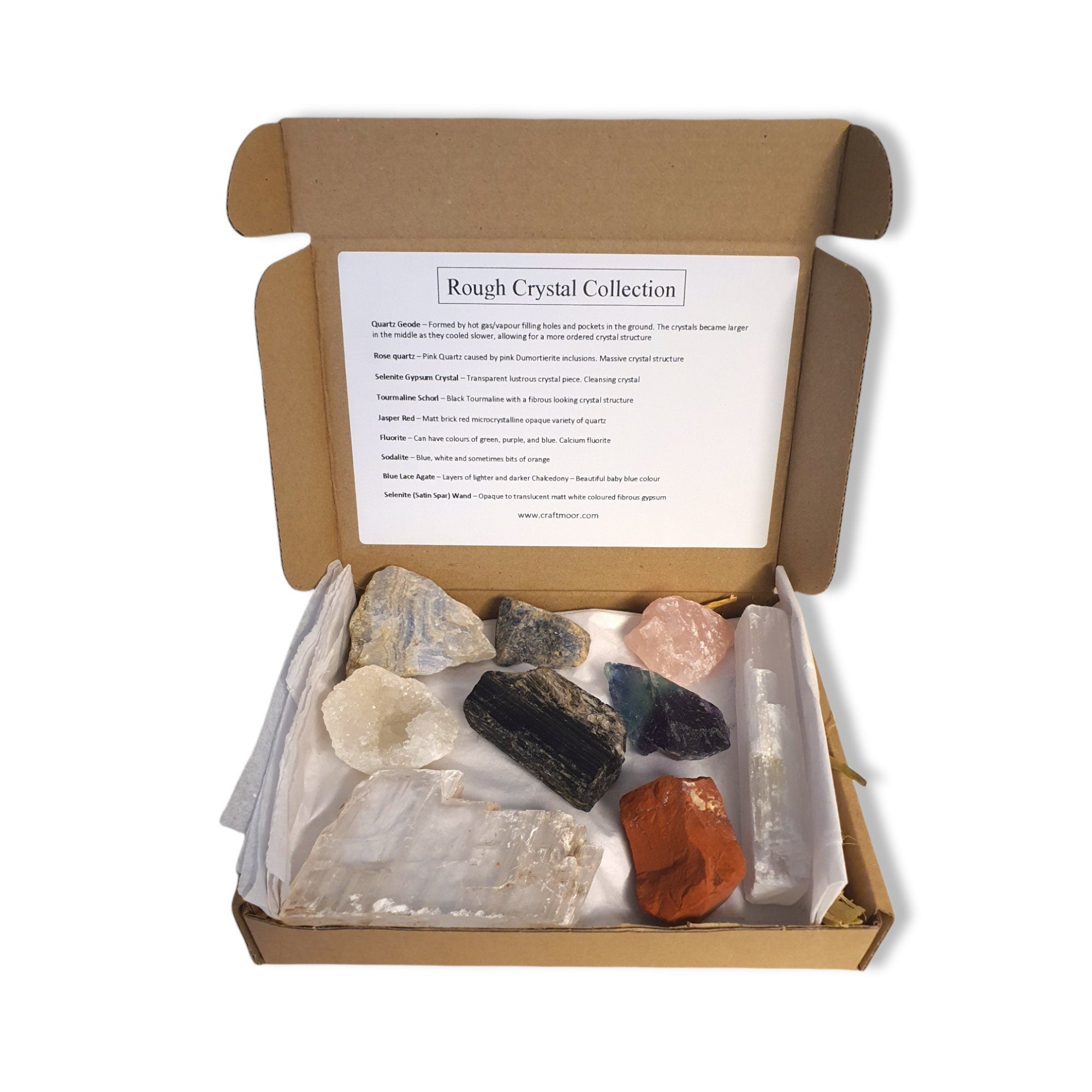 Crystals Natural Rough Gift Set 2 - Quartz, Amethyst, Labradorite, Geode, Craftmoor Information