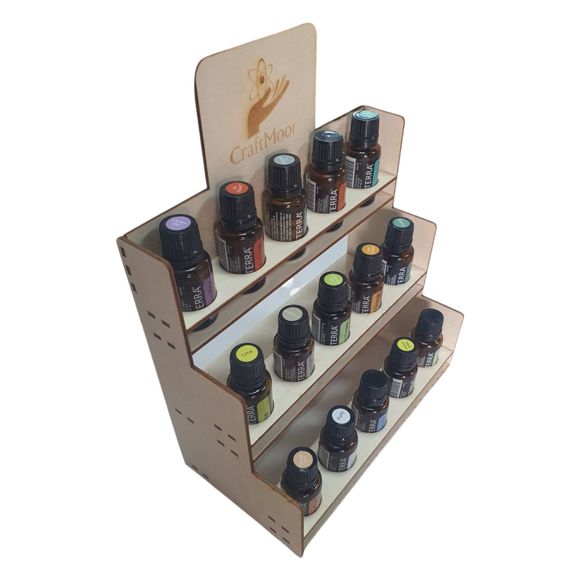 Incense Oil Display Stand - 3 tier Plywood Display Holds 15 bottles UK