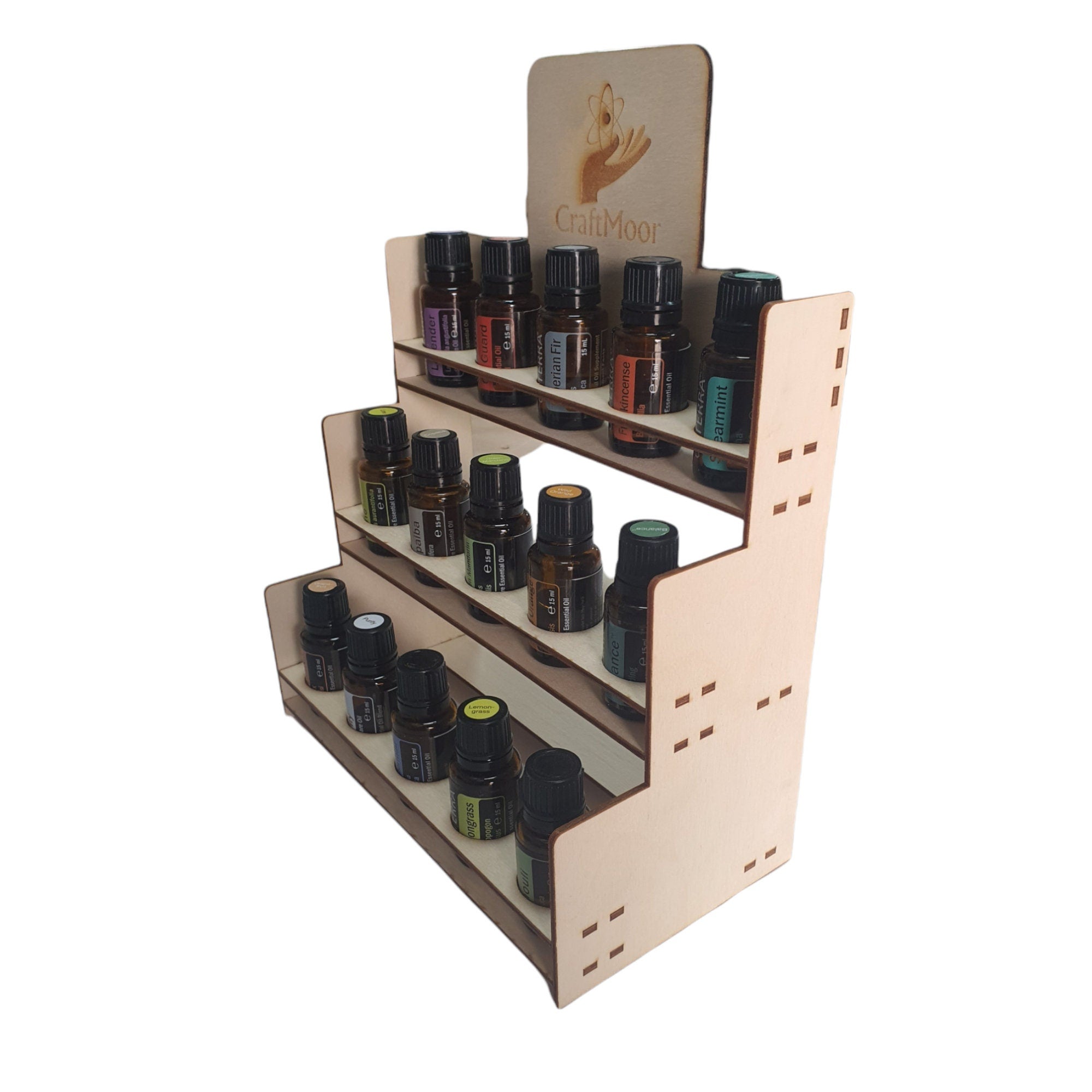 Incense Oil Display Stand - 3 tier Plywood Display Holds 15 bottles UK